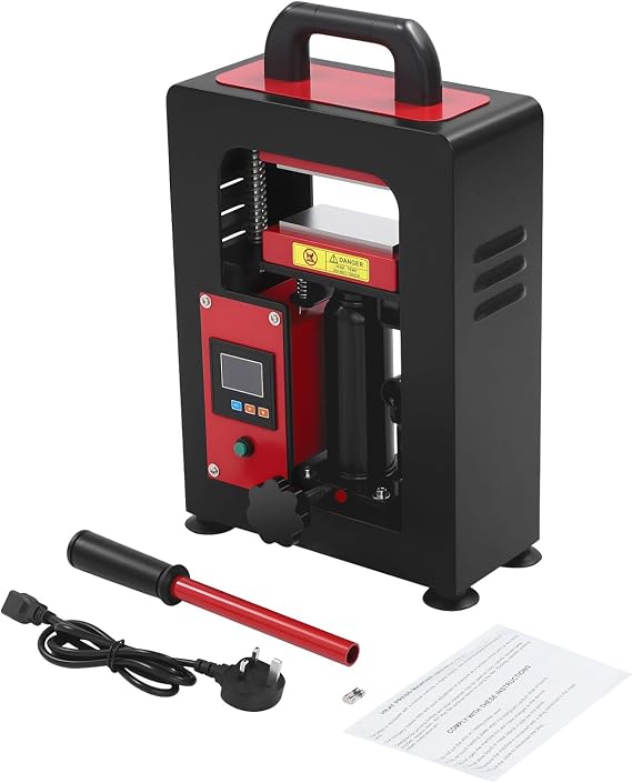 Hydraulic Heat Press Machine, 900W Manual Hydraulic Heat Press Machine 14000psi Heating Presser Digital Control Panel 0-400℉ Adjustable Temperature for Oil Extraction, Textile Printing & Crafts