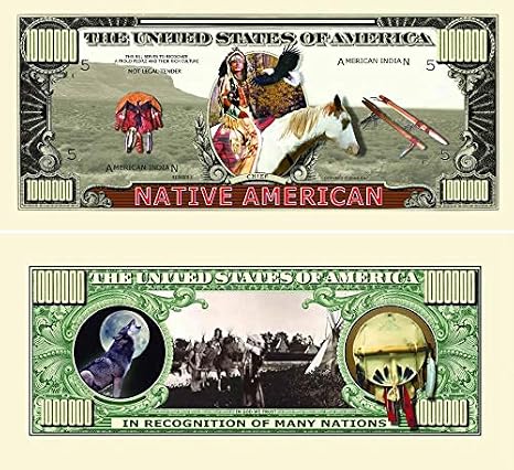 Native American Million Dollar Bill -  in Currency Protector
