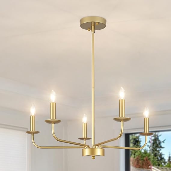 Gold Chandeliers Ceiling Light 5 Lights Pendant Lighting Ceiling