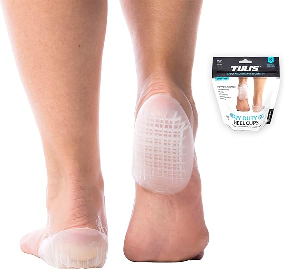 Tulis Heavy Duty Gel Heel Cups for Severs Disease, 1 Pair, Small | Shock-Absorbing Cushion Inserts for Plantar Fasciitis & Heel Pain