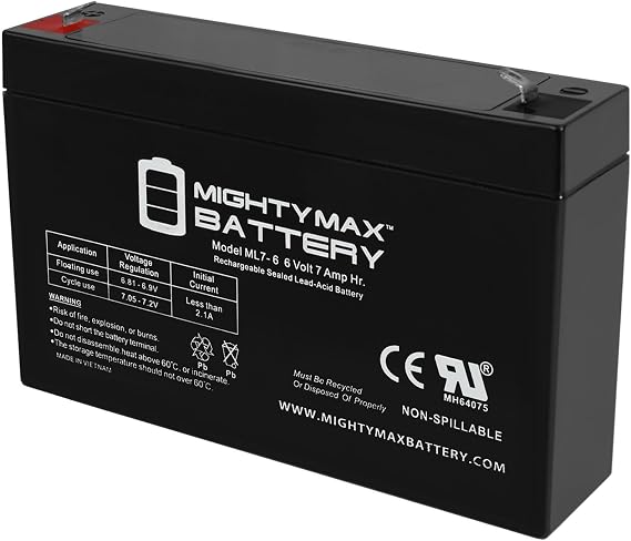 Mighty Max Battery 6V 7AH SLA Battery Replaces 12-561 PC670 PS-670