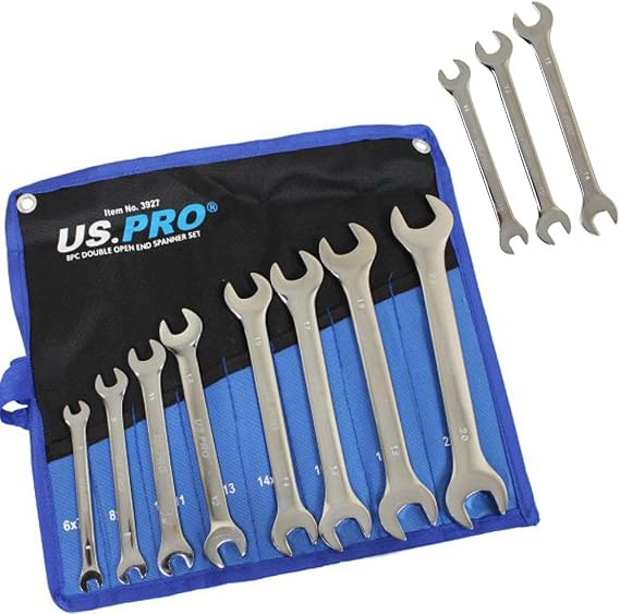 US PRO 8pc Double Open End Spanner Wrench Set Spanners 6-22mm