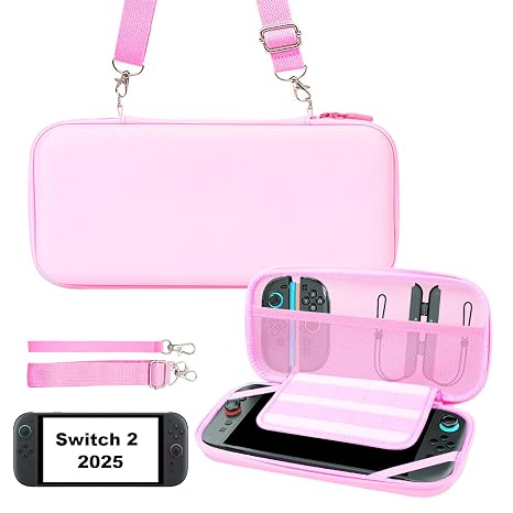 Carrying Case for Nintendo Switch 2 2025, Large Capacity Switch 2 Case Pink