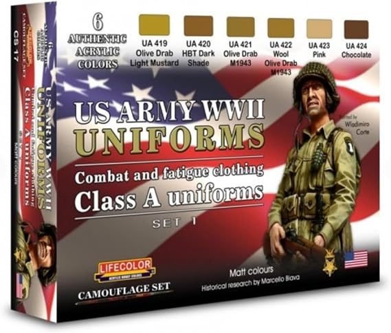 Camouflage Set LifeColor CS17 WWII US ARMY UNIFORMS SET1 Combat and fatigue clothing Class A uniforms