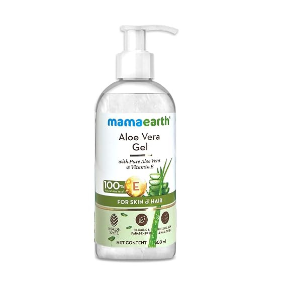 Mamaearth Aloe Vera Gel for Skin & Hair | Hydrates Dry Skin & Scalp | Reduces Sunburn & Wrinkles | Deep Nourishment for All Skin & Hair Types | 10.14 Fl Oz/300ml