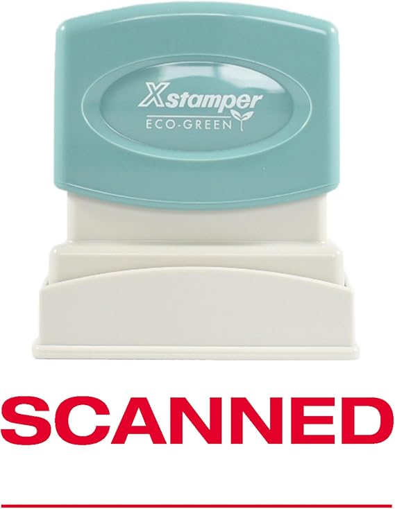 Xstamper 1829 Scanned, Pre Inked Laser Engraved Rubber Stamp, Red Ink, Impression Size: 1/2" x 1-5/8"