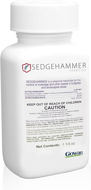 1 Pack of 1.33oz Bottle of USA-Made Post-Emergent Nutsedge Killer for Lawns - Lawn & Pet Safe Weed Killer for Commerical & Large Area Use - Also Works on Horsetail & Kyllinga