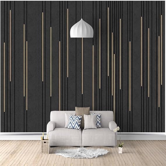Black Gold Lines 3D Wallpaper, Modern and Simple Removable Self Adhesive Wall Sticker-Peel and Stick Wallpaper, Fadeless Odorless for Bedroom Mural Home Decor,78.7""W x55.2""H