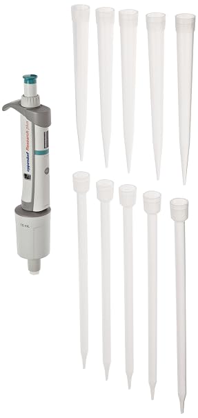 Eppendorf 3120000089 Single-Channel Research Plus Adjustable-Volume Pipetters, Turquoise Operating Button, Volume Range: 1 to 10mL