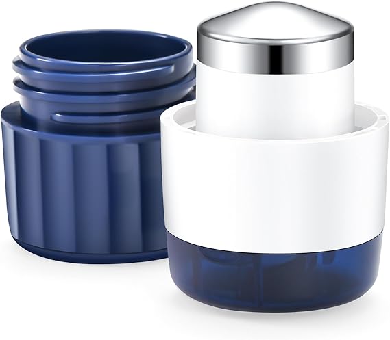 Fullicon 3 in 1 Pill Crusher for Tablets with Stainless Steel Grinding Head, Tablet Crusher for Pills & Pet, Pill Grinder with Storage, Pill Cutter Splitter with Free Brush (Indigo)