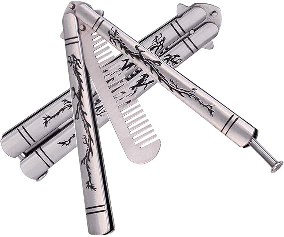 1pcs Dragon Totem Stainless Steel Practice Butterfly Knife Trainer and Comb Knife Trainer