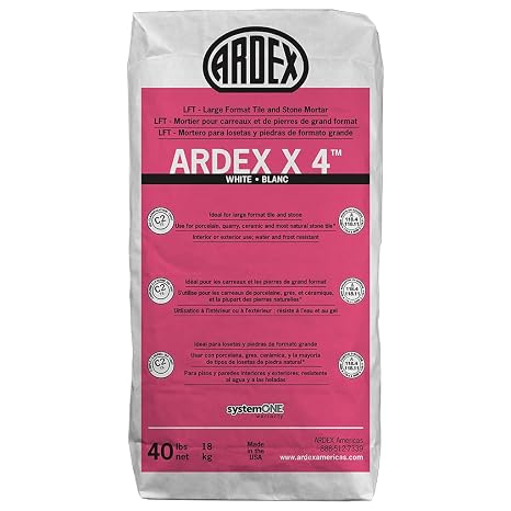 Ardex X 4 Thinset Mortar for Large-Format Tile, Heavy Stone 40 lb White