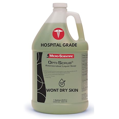 Micro-Scientific OS04-128 Opti-Scrub Antimicrobial Liquid Soap, Broad Spectrum, Non-Drying, 1 gallon