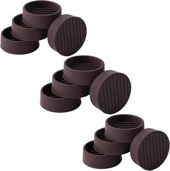 1.5x1.5 Round Rubber Furniture Caster Cups, Anti-Sliding Furniture Pads Bed Stopper Floor Protectors with Grip - Protect Any Flooring