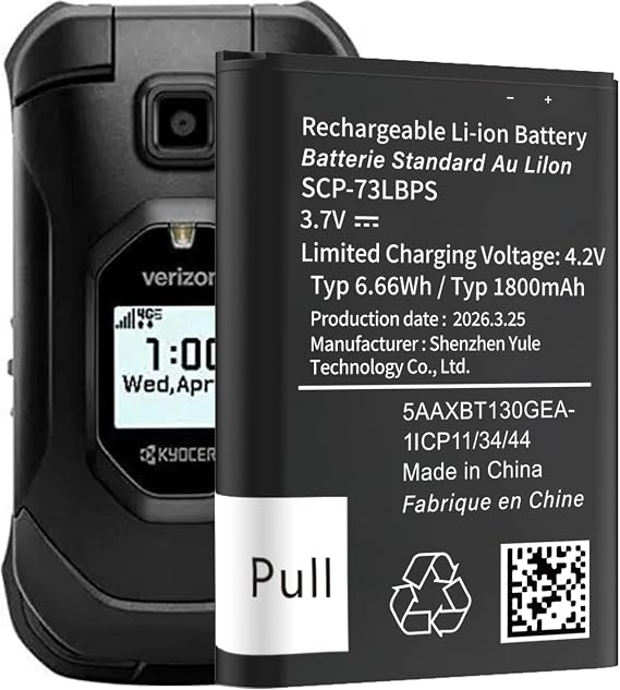 SCP-73LBPS Battery, [1800mAh] High Capacity Replacement for Kyocera DuraXV Extreme E4810 Verizon Flip Phone