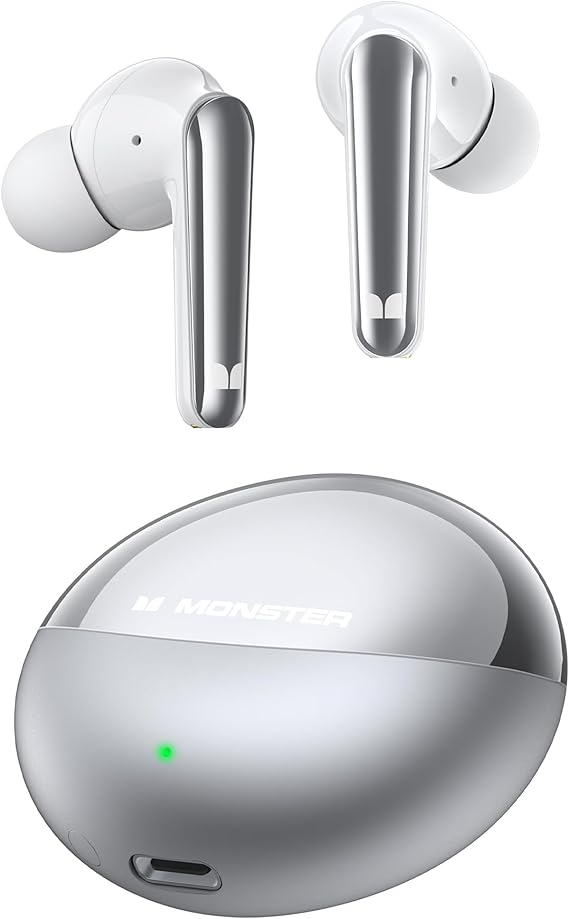 Monster N-Lite 203 AirLinks Wireless Earbuds, Bluetooth 5.3 Headphones HiFi Stereo, Wireless Earphones with HD Clear Call, 30H Playback, Touch Control, Type-C Charging, IPX6 Waterproof in-Ear Earbuds