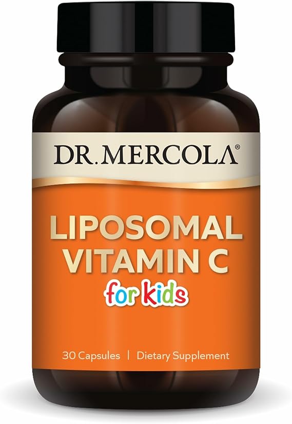 Dr. Mercola Liposomal Vitamin C for Kids - 125 mg Vitamin C - Supports Immune & Brain Function - Liposomal Delivery - Non-GMO, Gluten-Free & Soy-Free - 30 Capsules (30 Servings)