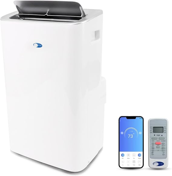 Whynter Portable Air Conditioner 13,500 BTU Smart Wi-Fi 500 SqFt ARC-1050XP | Built In Dehumidifier with Auto Drain, Cool, Dehumidify and Fan Modes, Cools and Dehumidifies Rooms with Easy Setup