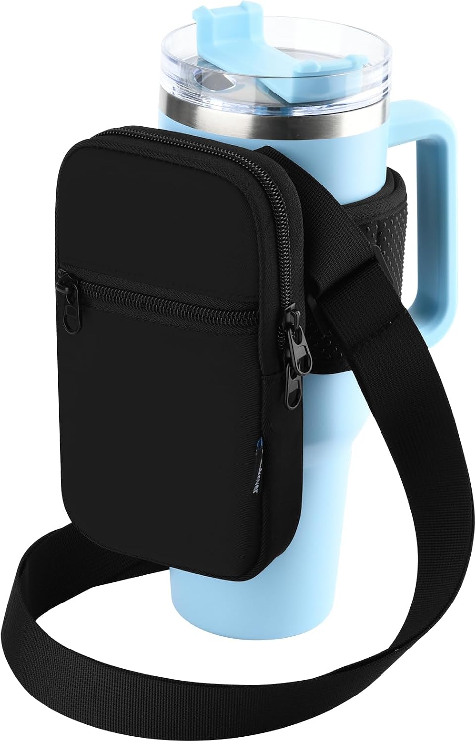 Gym Water Bottle Pouch for Stanley Tumbler with Handle, Universal Water Bottle Carrier Sling Sleeve with Strap & Pocket, Compatible with A Variety of Stanley Tumbler, Gym Water Bottles, 40-128 oz