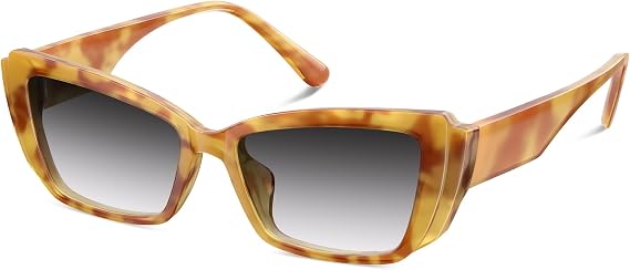 Trendy Polarized Sunglasses for Women Retro Rectangle Cat Eye Sun Glasses UV Protection 90s Lightweight Frame Shades