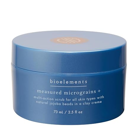 Bioelements Measured Micrograins + 4 fl oz - Multi-Action Facial Scrub for All Skin Types - Featuring Natural Jojoba Beads in a Clay Creme - Vegan, Gluten Free - Never Tested on Animals