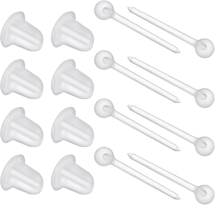 Plastic Clear Invisible Earrings - Silicone Stud Replacements for Surgery, Work, Sports - DIY Supplies for Women, Girls, Men (100 Pair)