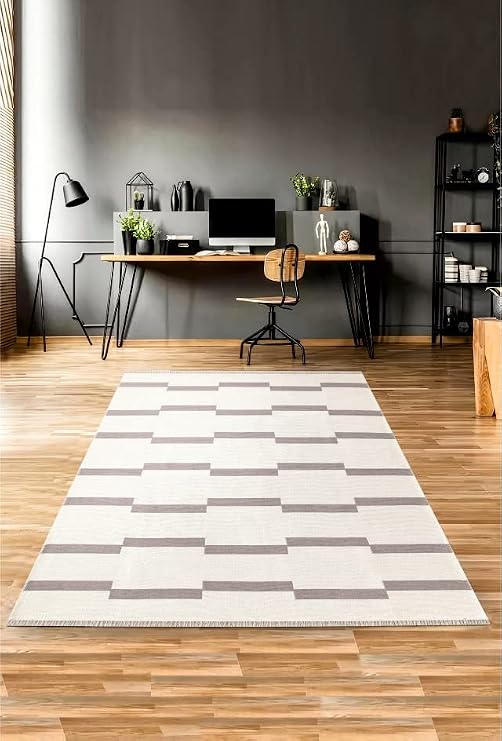 MEC HOME Karesse 130 Bej – Çift Taraflı, Yıkanabilir, Modern Desenli Kilim Halı | 7 Farklı Boy Seçeneği ile Salon, Oturma Odası, Koridor ve Yatak Odaları İçin Uygun (80x150)