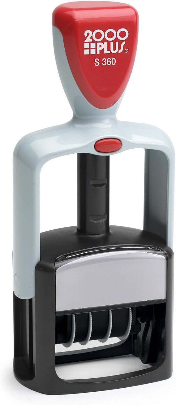 2000 Plus Self-Inking Date and 4 Phrase Stamp, Blue/Red