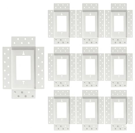 Fittes Flush Drywall Receptacle Mount [Luxe] - 1 Gang - Satin White - 10 Pack | Solid Steel, Wall Recessed Receptacle Mount, Compatible with Recessed Switches, Outlets, Ethernet, PRO Install