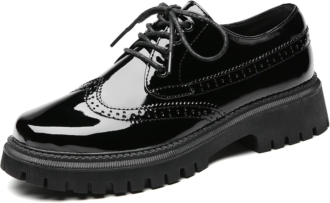 Oxford Shoes for Women Patent Platform NonSlip Work Dress Casual Shoes