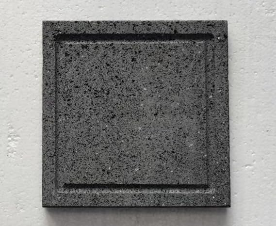 Volcanic stone cooking tiles, flat, open with grooves, 8 "x 8", lava cooking stone pizza, meat, seafood and vegetables. Outdoor steak barbecue. Camping pot, barbecue net. Korean baking pan.