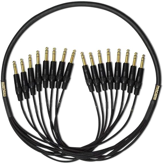 Mogami Gold 8 TRS-TRS-10 Audio Snake Cable, 8 Channel Fan-Out, Balanced 1/4" TRS Male Plugs, Gold Contacts, Straight Connectors, 10 Foot