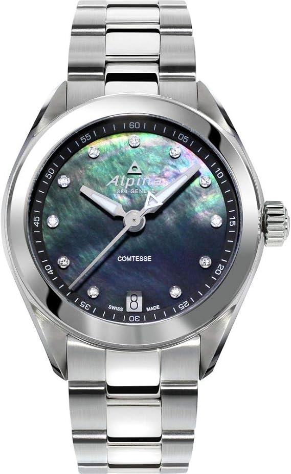 Alpina Ladies' Comtesse 3-Hand Swiss Quartz with Diamonds, Mother-of-Pearl Dial, Sapphire Crystal, 34mm