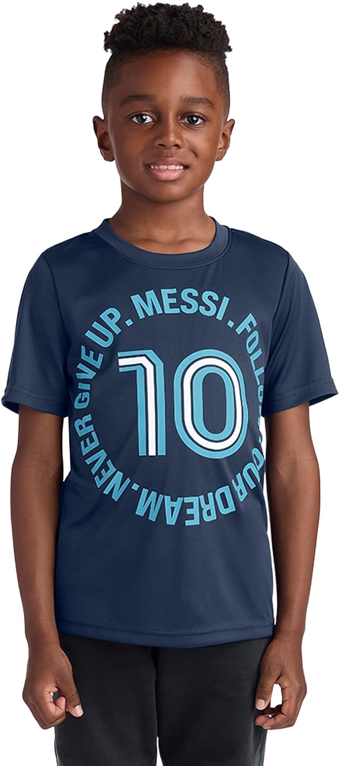 Messi Boys Lifestyle Short Sleeve Top, Loose-fit Shirt with Logo, Comfortable