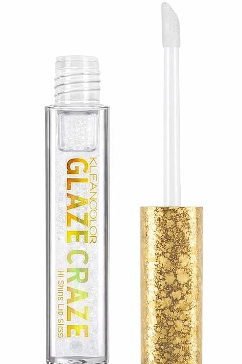 Kleancolor Glaze Craze Hi-Shine Lip Gloss | Clear Gloss | Ultra-High Shine Finish | Hydrating & Smooth Wear | Sweet Peach Scent (1)