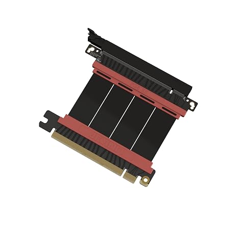 LINKUP - AVA5 PCIE 5.0 Riser Cable | RTX5090 RX9070 GPU Ready | x16 128GB/s Speed | Compatible with PCIe 4.0 & WRX80/WRX90E | Straight, Black 5cm (Total Length 9cm)