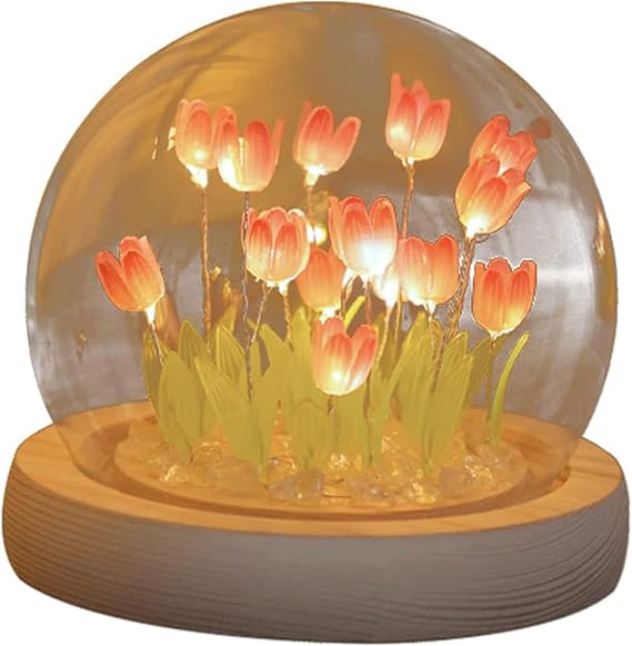 DIY Tulip Night Light Handmade LED Tulip Table Lamp Romantic Tulip Flower Lamp Kit Bedside Lamp Home Decor Birthday Valentines Gift