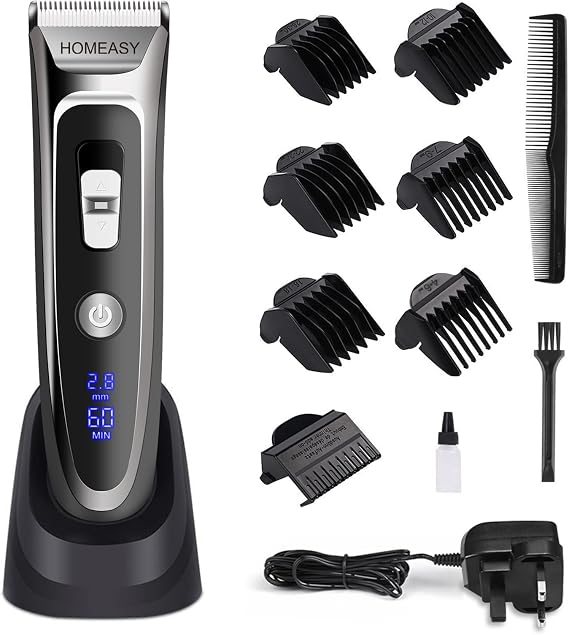 HOMEASY Hair Clipper Men, Electric Beard Trimmer, 3 Speed, LED Display