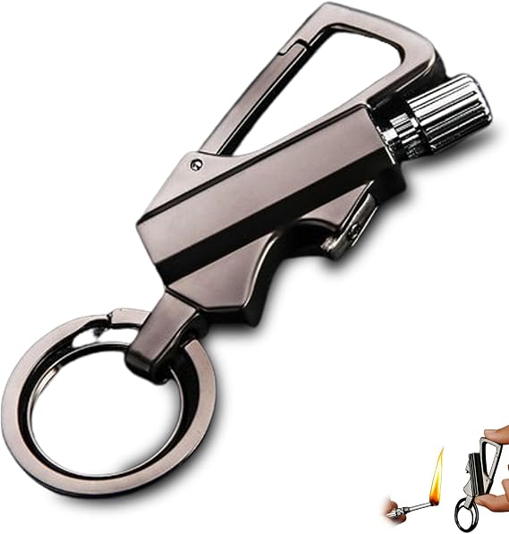Permanent Match Infinity Lighter, Waterproof Keychain Lighter Match Strike, Reusable Key Chain Lighters with Bottle Opener (Blacks)