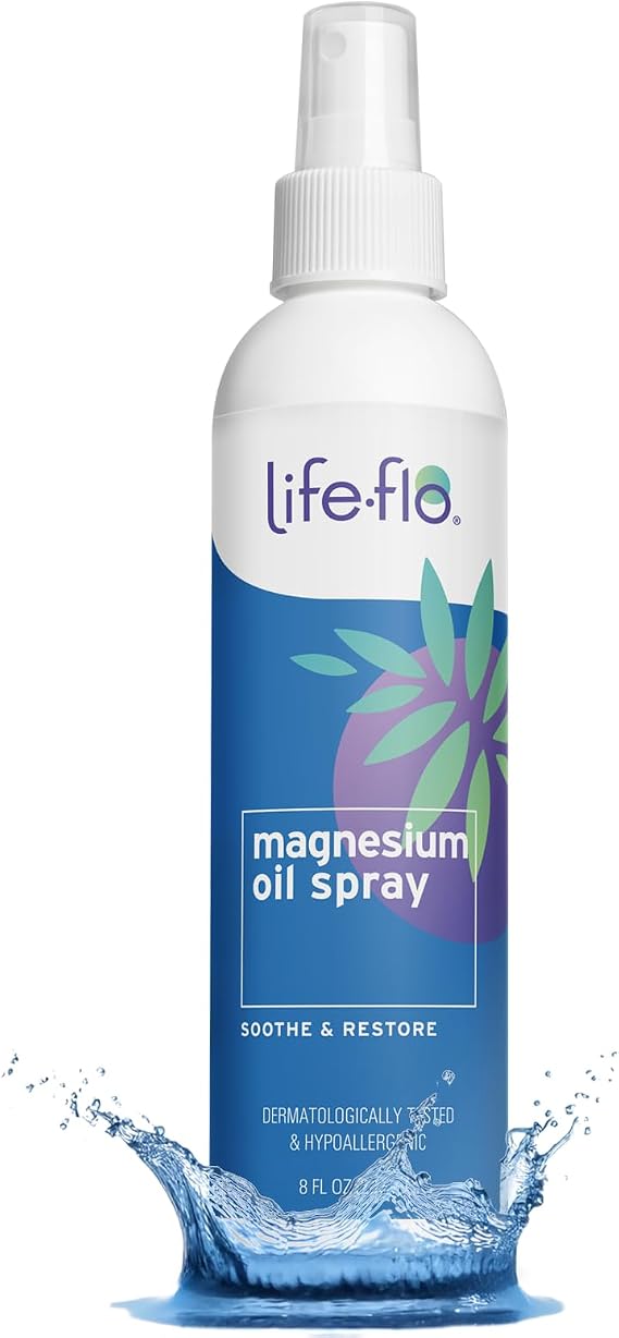 LIFE-FLO Magnesium Oil for Feet and Body - Topical Magnesium Spray Soothes Muscles, Joints When Massaged Into the Skin - Doubles as a Deodorant Spray or Bath Oil, Hypoallergenic, 8 Fl Oz