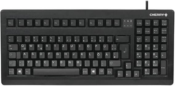 Cherry G80-1800, Compact Mechanical Keyboard for Industrial Applications, Wired (USB & PS/2 Connection), Space-Saving Design, MX Black Switches, Black