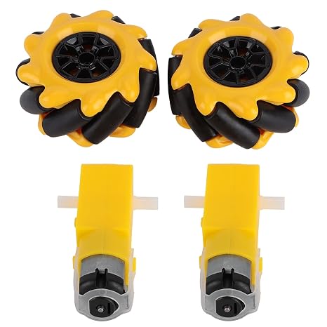 60mm Mecanum Wheel Smart Robot Car Parts DIY Toy Components Geared Motor Yellow Black