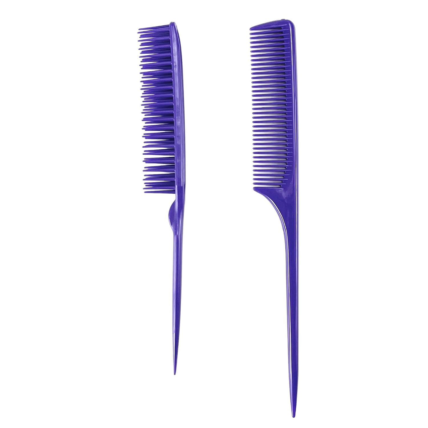 Allegro Combs Rat Tail And Three Row Combs For Women Parting Hairstylist Wide Tooth Comb Detangling Hair Styling Apply Product In Curly Hair Made In The USA 2 Pcs. Purple