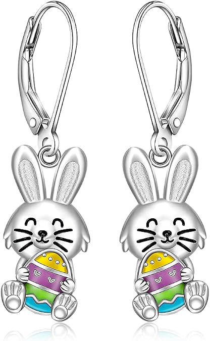 Bunny Earrings for Women Easter Earrings Carrot Egg Dangle Drop Sterling Silver Cute Animal Bunny Rabbit Jewelry Gifts