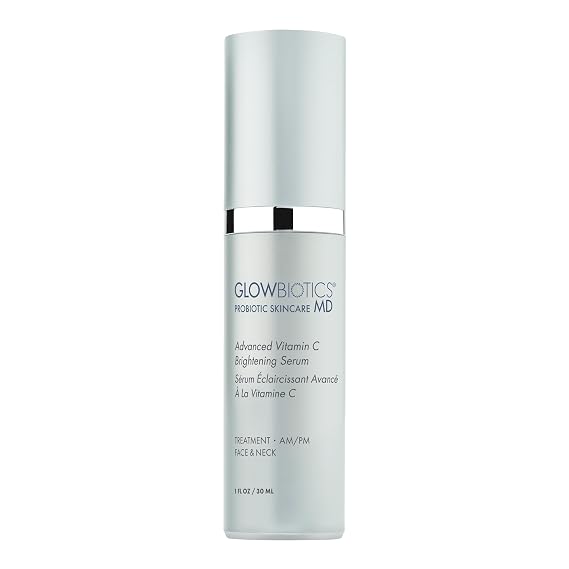 Glowbiotics Advanced Vitamin C Brightening Serum with Probiotics & Hyaluronic Acid Collagen Boost, Reduces Wrinkles & Dark Spots, Evens Tone Airless Pump