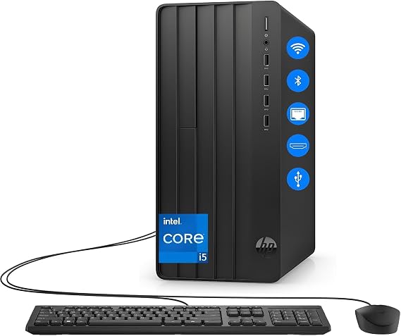 HP Desktop Computer Tower PC | Intel 6-Core i5-12500 | 8GB RAM + 512GB PCIe SSD | Complete Setup with WiFi, Bluetooth, Keyboard & Mouse | Windows 11 Home| Ideal for Home Office, Business & Student