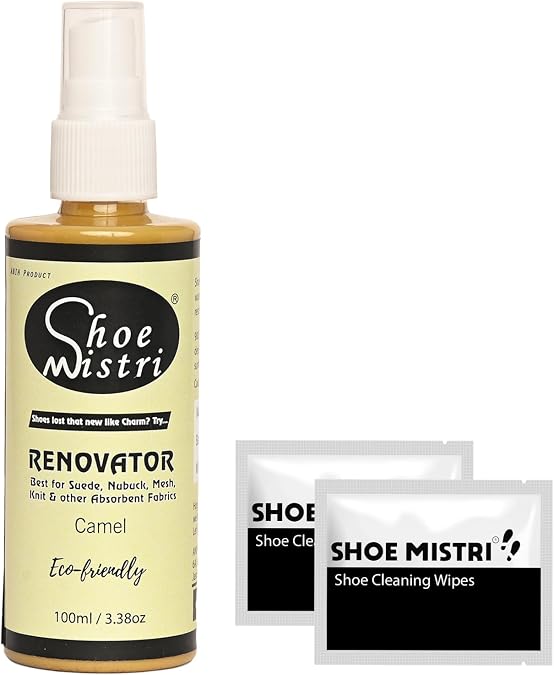 Shoe Renovator and Cleaning Wipes, Polish Spray, Long Lasting Shine Color for Suede, Nubuck, and other absorbent Fabrics