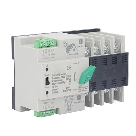 4P Power Automatic Transfer Switch 220V 63A/100A Generator Changeover Switch Emergency Power ATS Din Rail Mounted Circuit Breaker