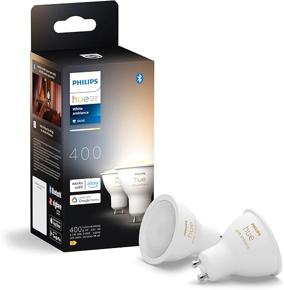 Philips Hue GU10 Spotlight Bulb, 2 Pack