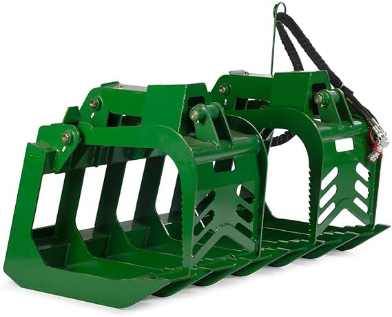 Titan Attachments Grade 50 Standard Series Root Grapple Bucket Fits John Deere Hook and Pin, Dual Cylinder Hydraulic Design for Medium-Duty Jobs Like Clearing Brush, Branches